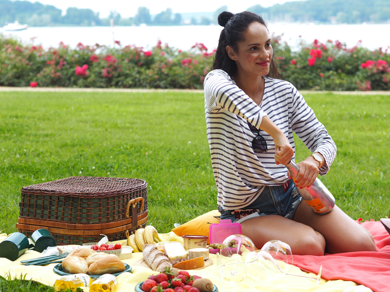 Picnic Berlin Wannsee opening Veuve Clicquot Rich champagne bottle