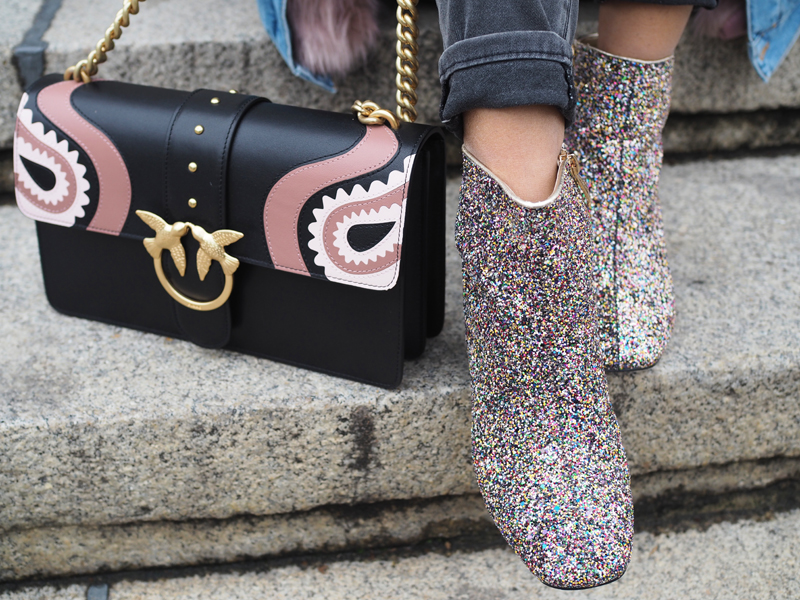 Pinko love bag glitter booties